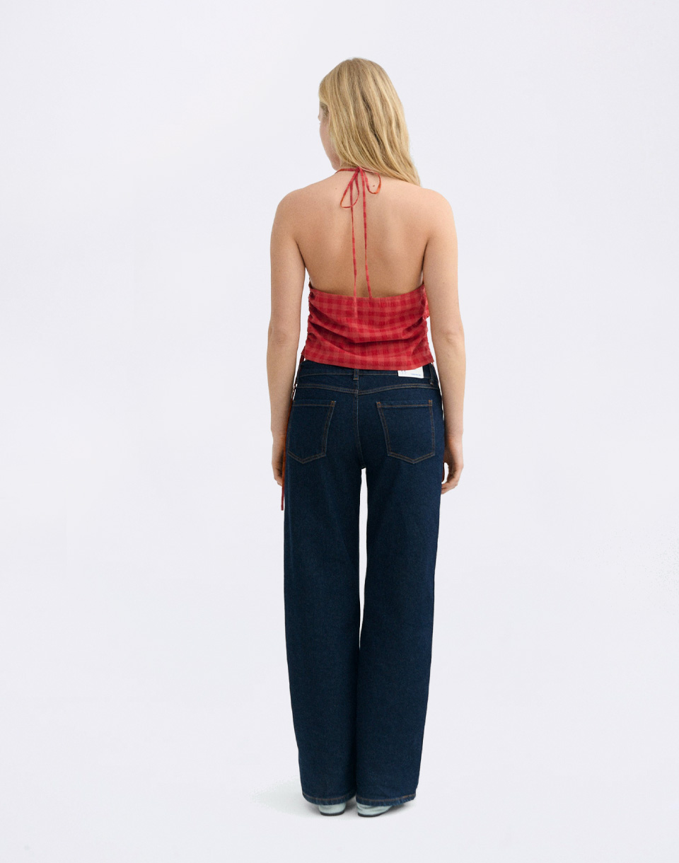 Thinking MU Red Hiba Seersucker Top RED S