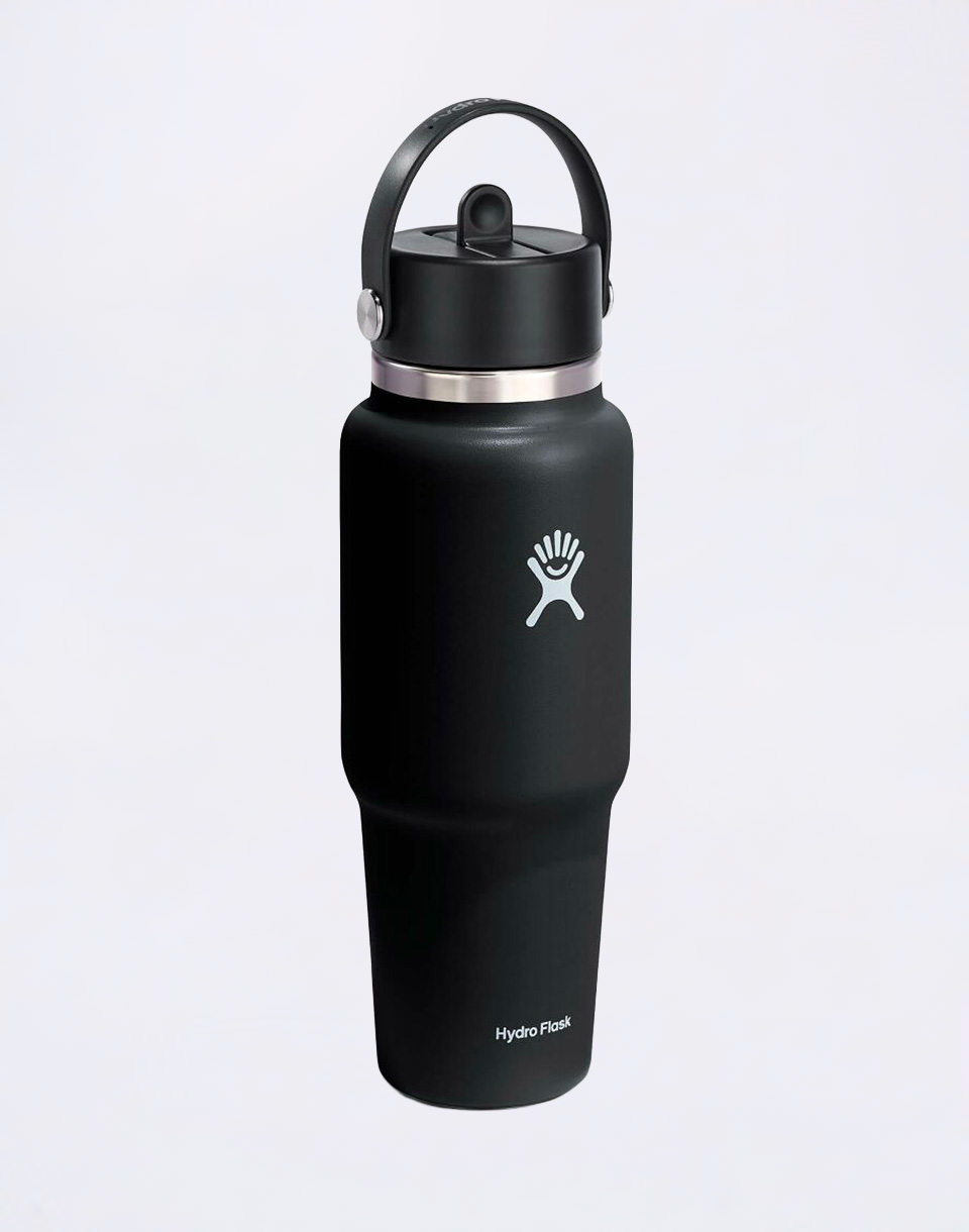 Hydro Flask Wide Mouth Travel Bottle with Flex Straw Cap (946 ml) Black