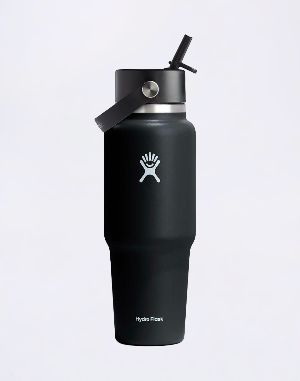 Hydro Flask Wide Mouth Travel Bottle with Flex Straw Cap (946 ml) Black