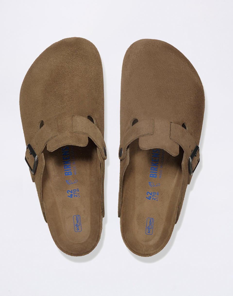 Birkenstock Boston Soft Footbed Suede Leather Dark Tea Tonal FB 37
