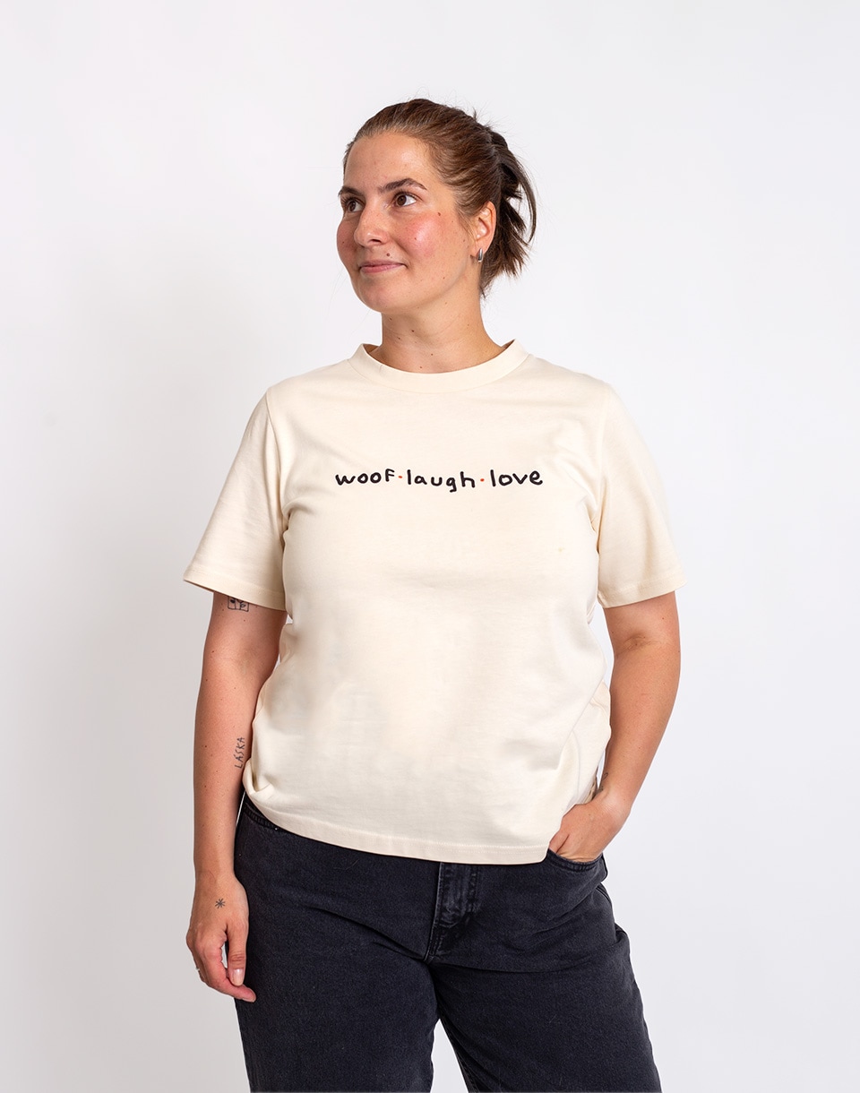 Dog Owners Club Woof laugh love Ecru XS