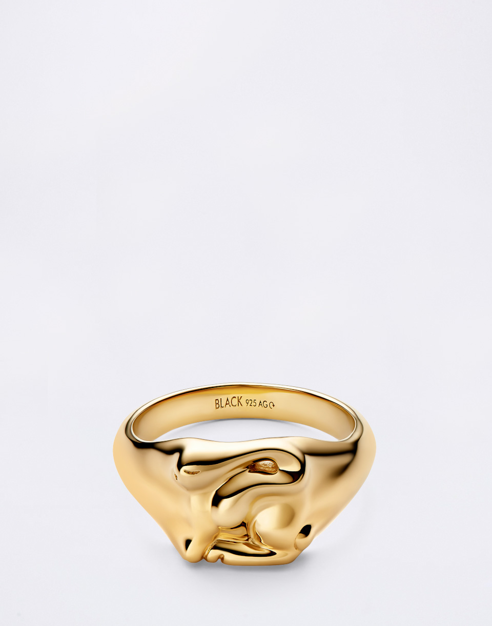 Maria Black Rabbit Mini Signet Ring Gold Gold 50
