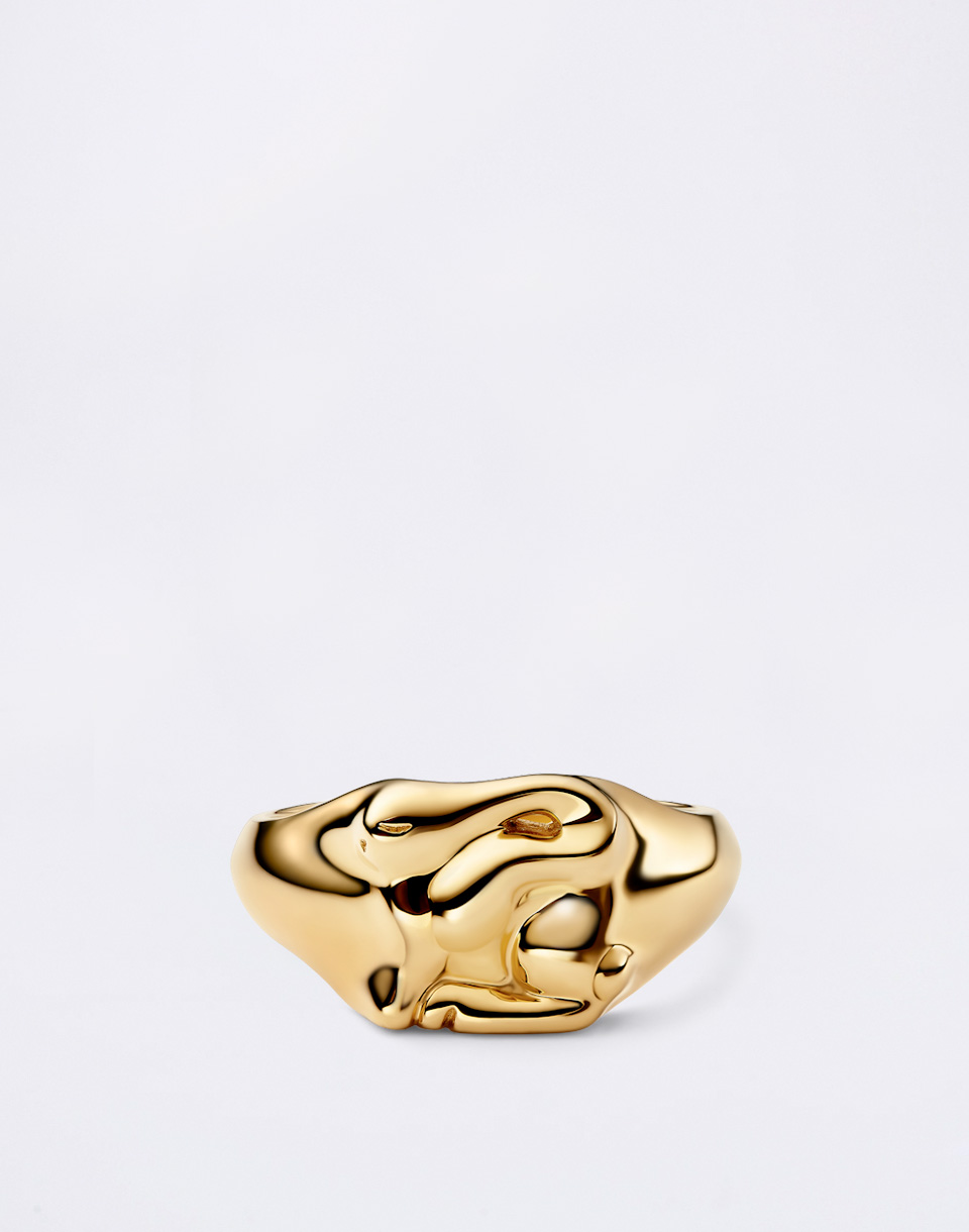 Maria Black Swan Mini Signet Ring Gold Gold 50