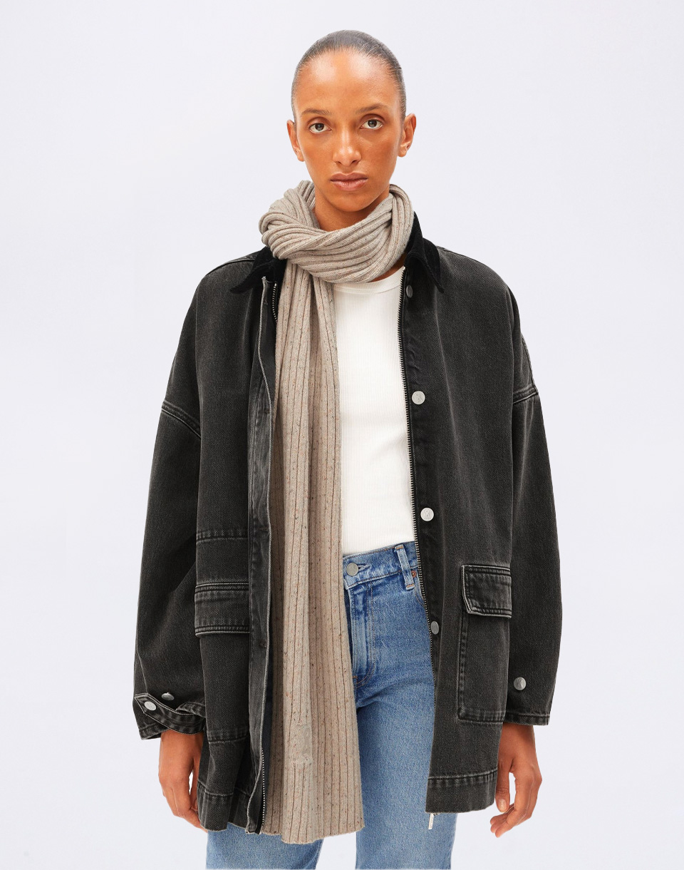 Armedangels Tweed Knit Scarf 3695 sandstone tweed