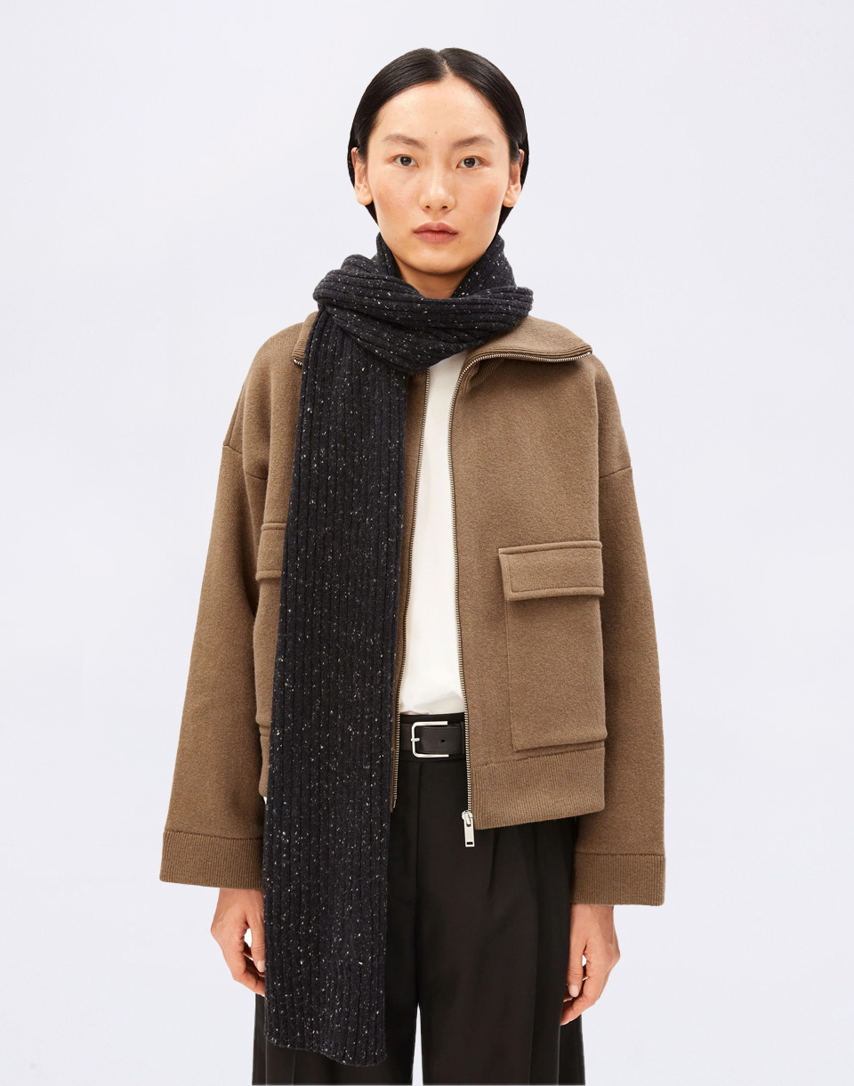 Armedangels Tweed Knit Scarf 3883 black tweed