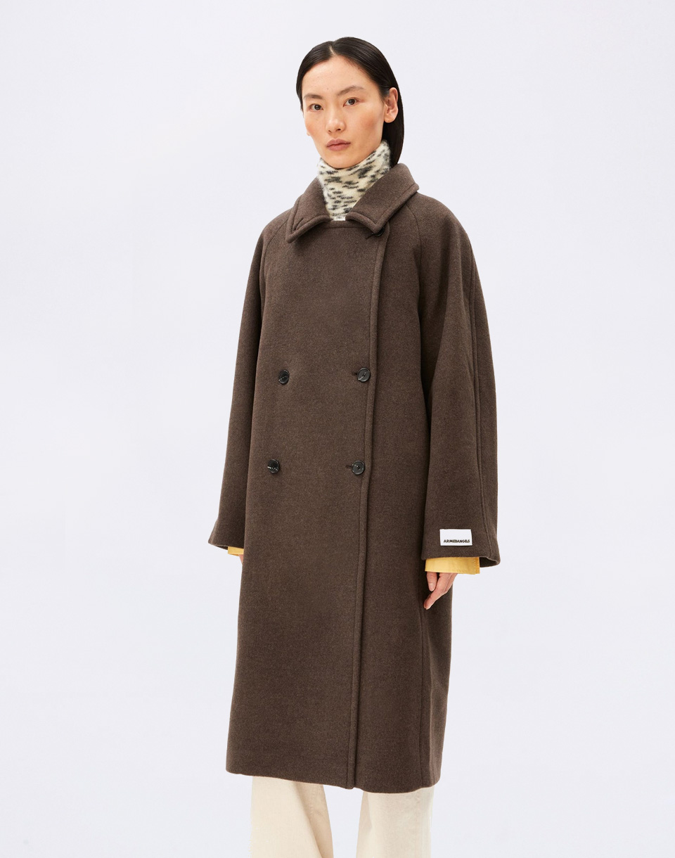 Armedangels Double-Breasted Wool Coat 3719 claystone melange S