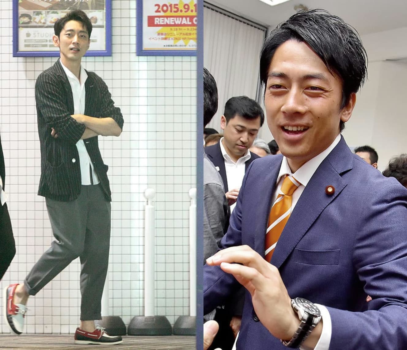 俳優として盤石の地位を確立しつつある小泉孝太郎(左)と、自民党の若きホープとして期待される小泉進次郎(右)