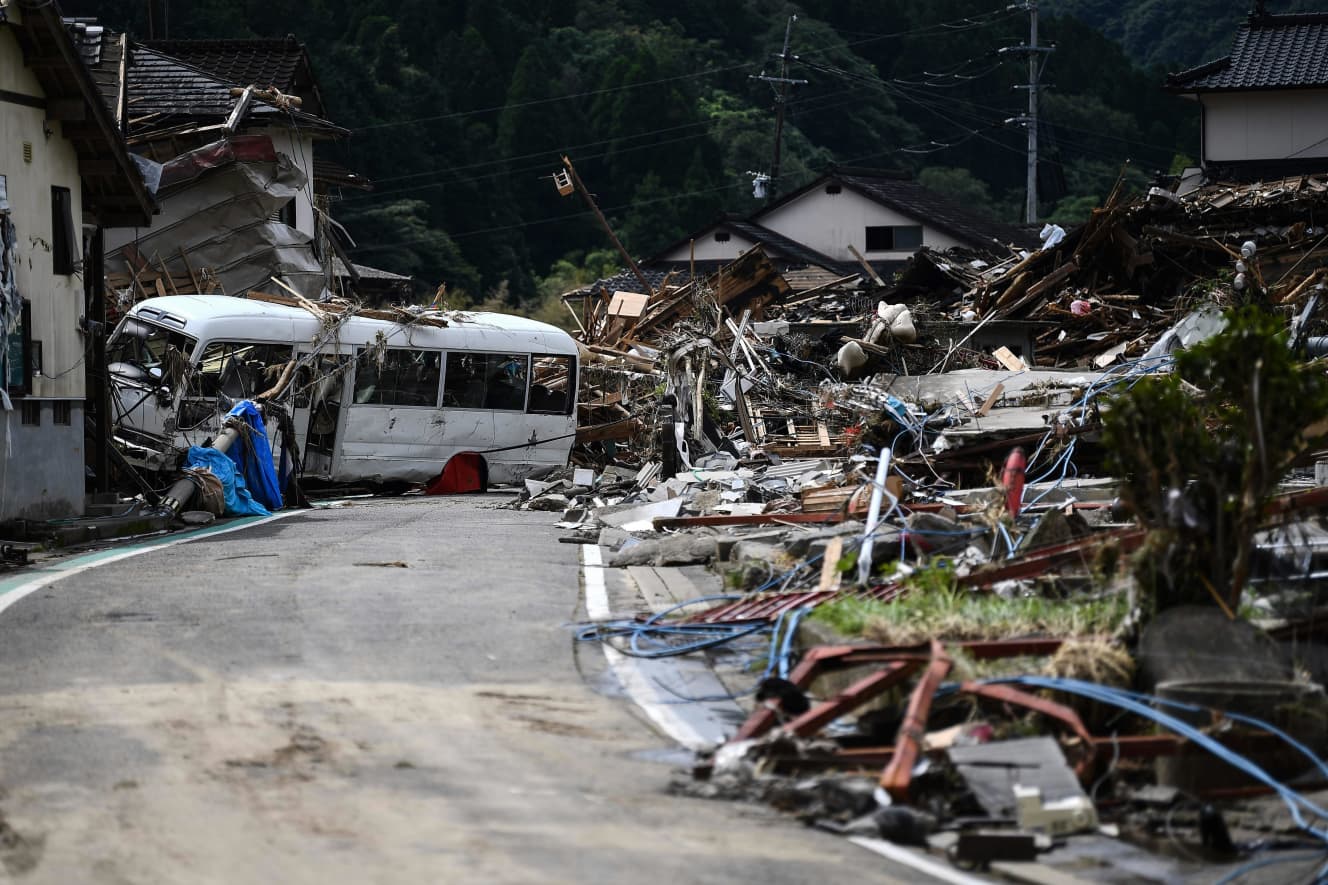 今年７月の豪雨で氾濫した熊本県・球磨川周辺の惨状