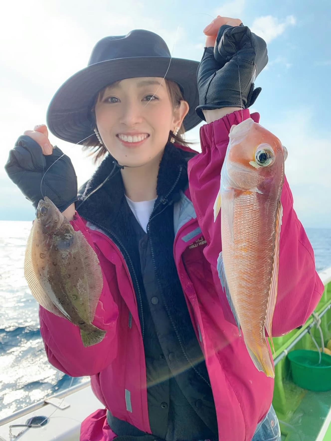 野球以外にも海釣りが大好き。「魚を三枚にもおろせますし、昆布締めにもできます。いずれ鯛やマグロも釣りたいです」（提供：宝塚OGサポーターズクラブ）