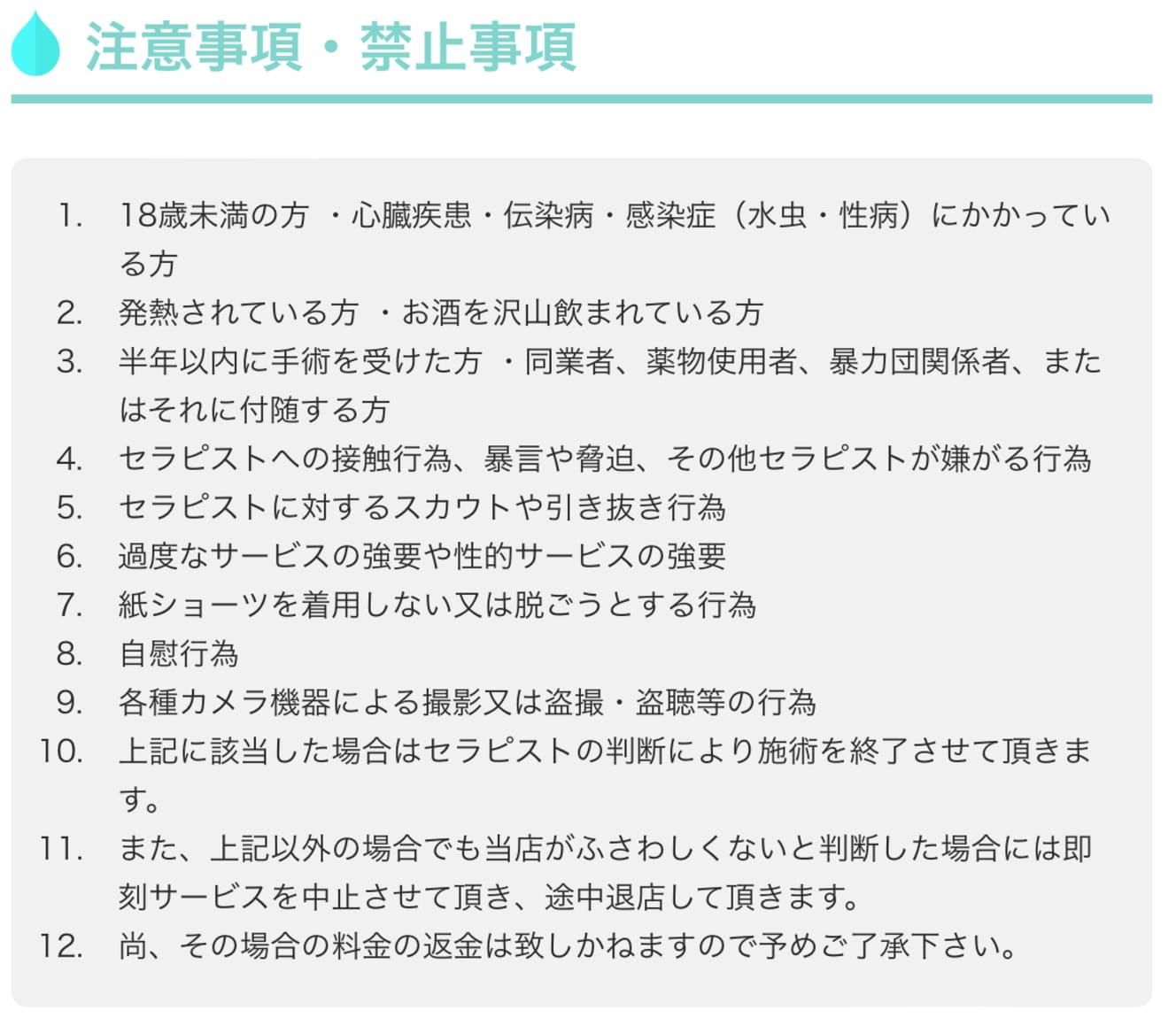 注意事項には性的サービスに関する項目もあるにはあるが…