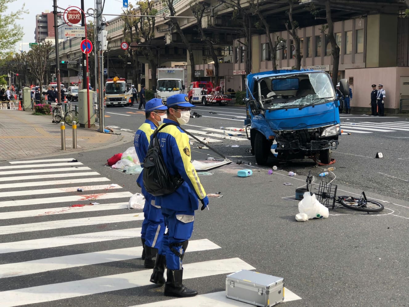 2019年４月に東京・東池袋で起きた自動車の暴走事故現場。運転手は87歳（当時）男性だった