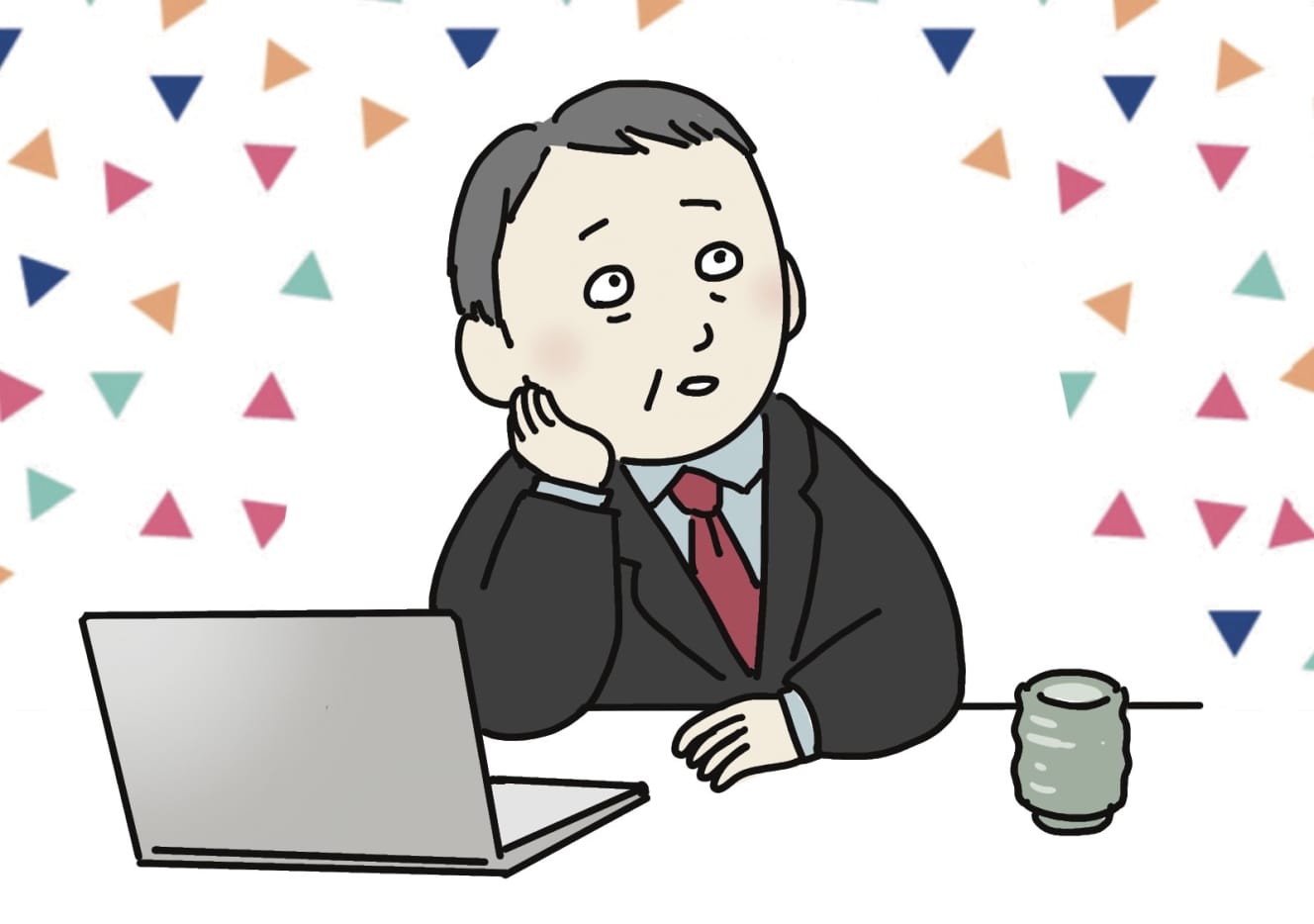 「働かないおじさん」はまたの名を「妖精さん」とも呼ばれる。仕事をしているのかしていないのか、いつも手持ち無沙汰に過ごす影の薄い中高年社員を指すらしい(イラスト:まつもとりえこ)