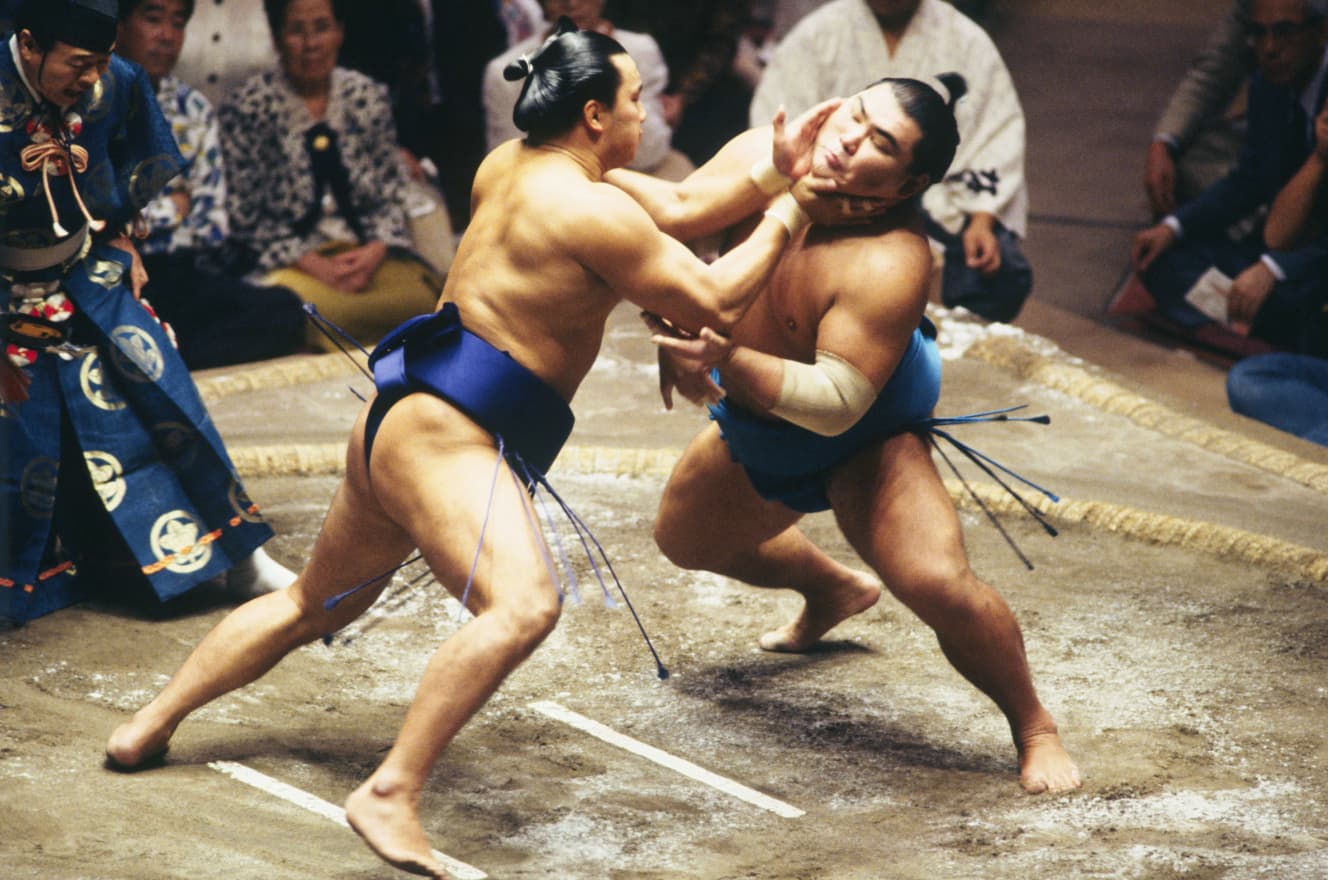 常に前に出る姿勢はファンを勇気づけた（右は玉海力）