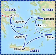 Greek Island Special: 4 Day Cruise & Athens itinerary