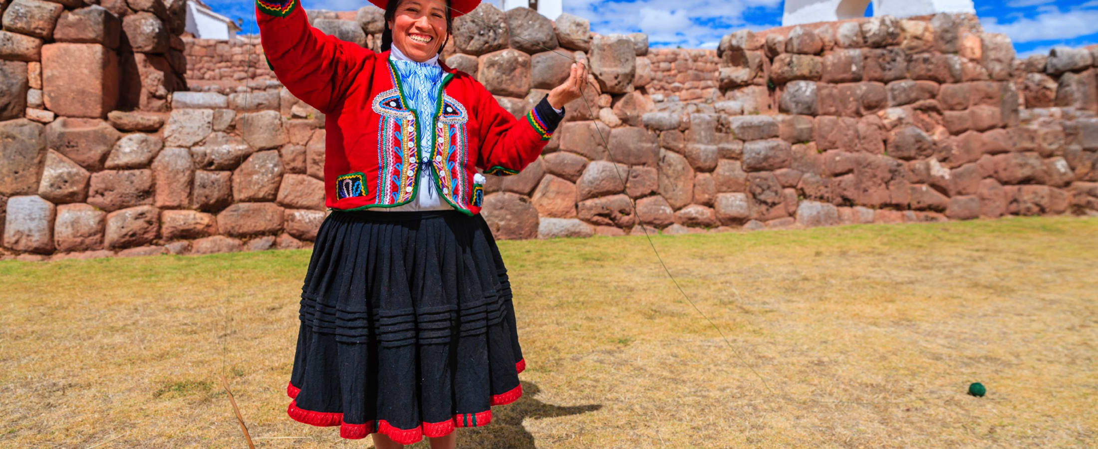 Woman spinning wool by hand, Sacred Valley