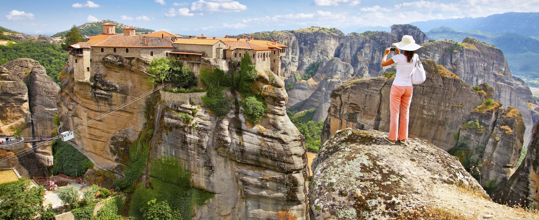 Taking a photograph of monastery in Meteora