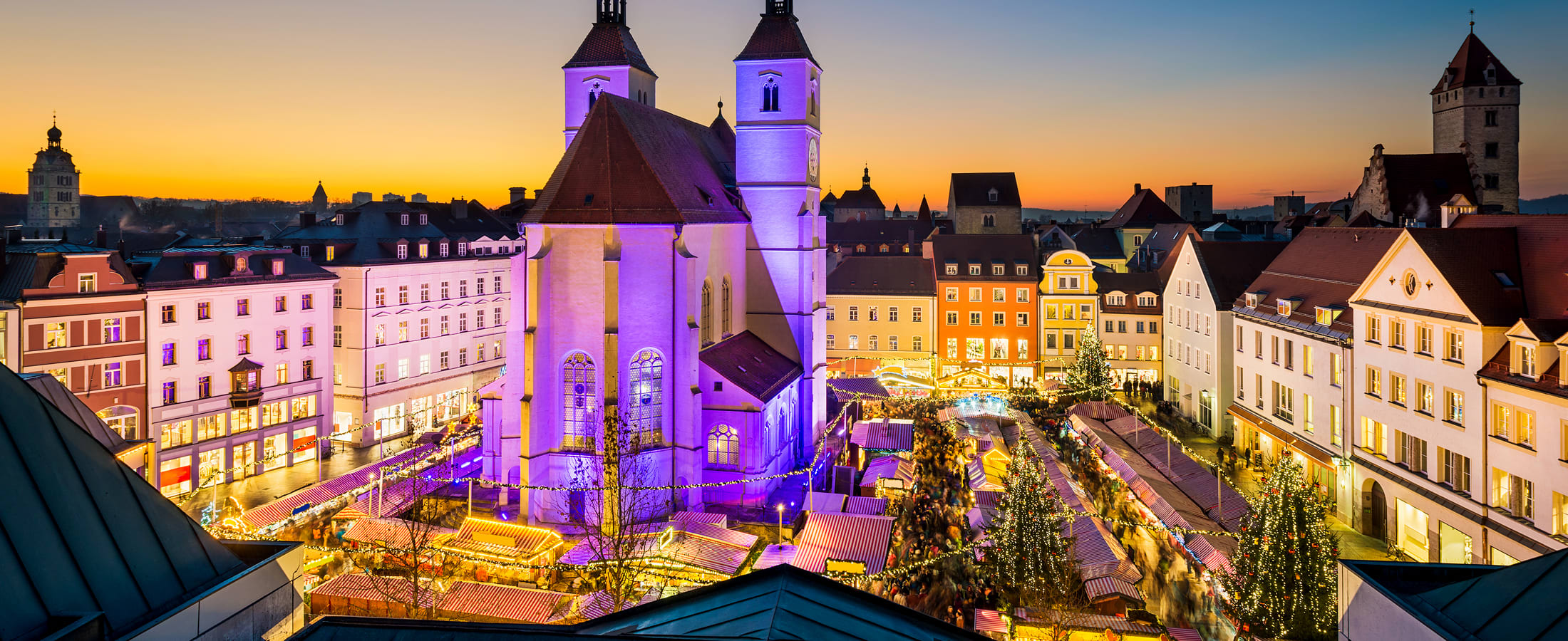 Regensberg Christmas Market at sunset