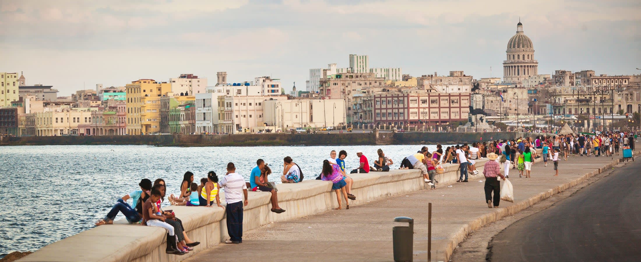 People relaxing on the Malecón, Havana