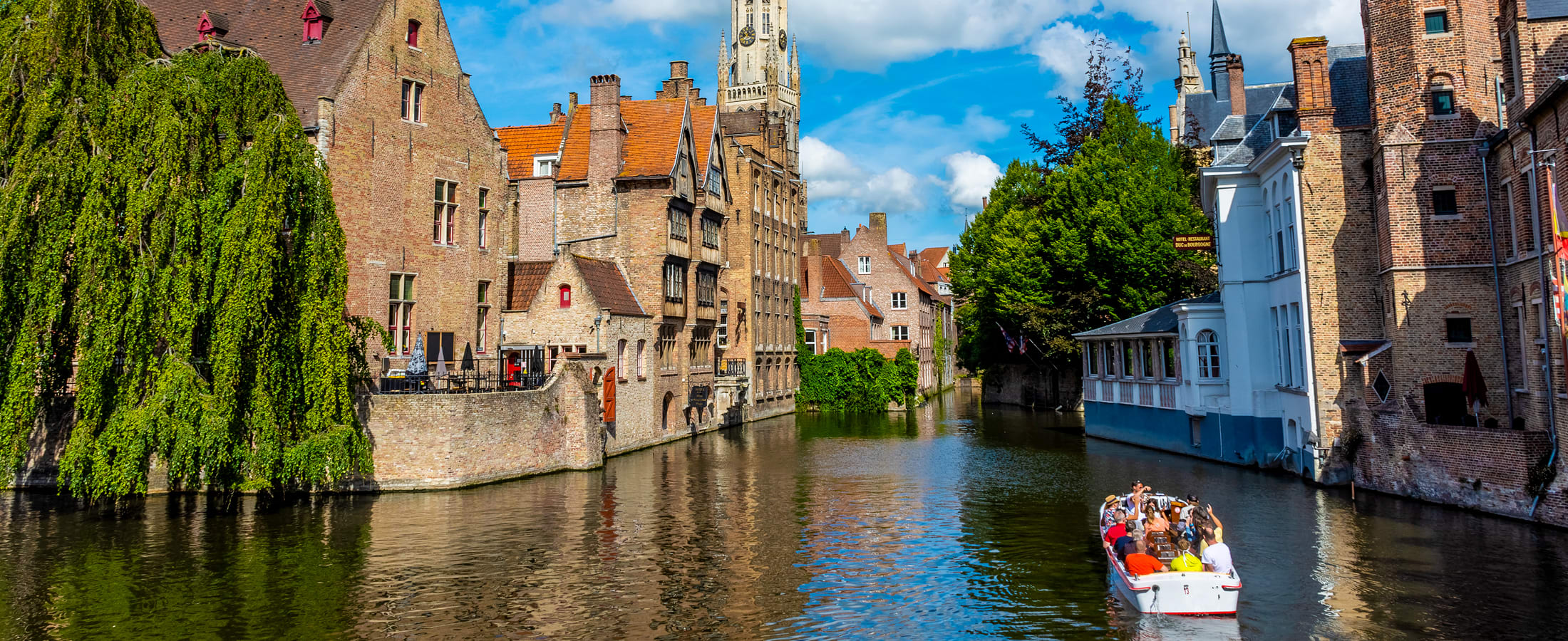 Cruising a canal in Bruges, Belgium