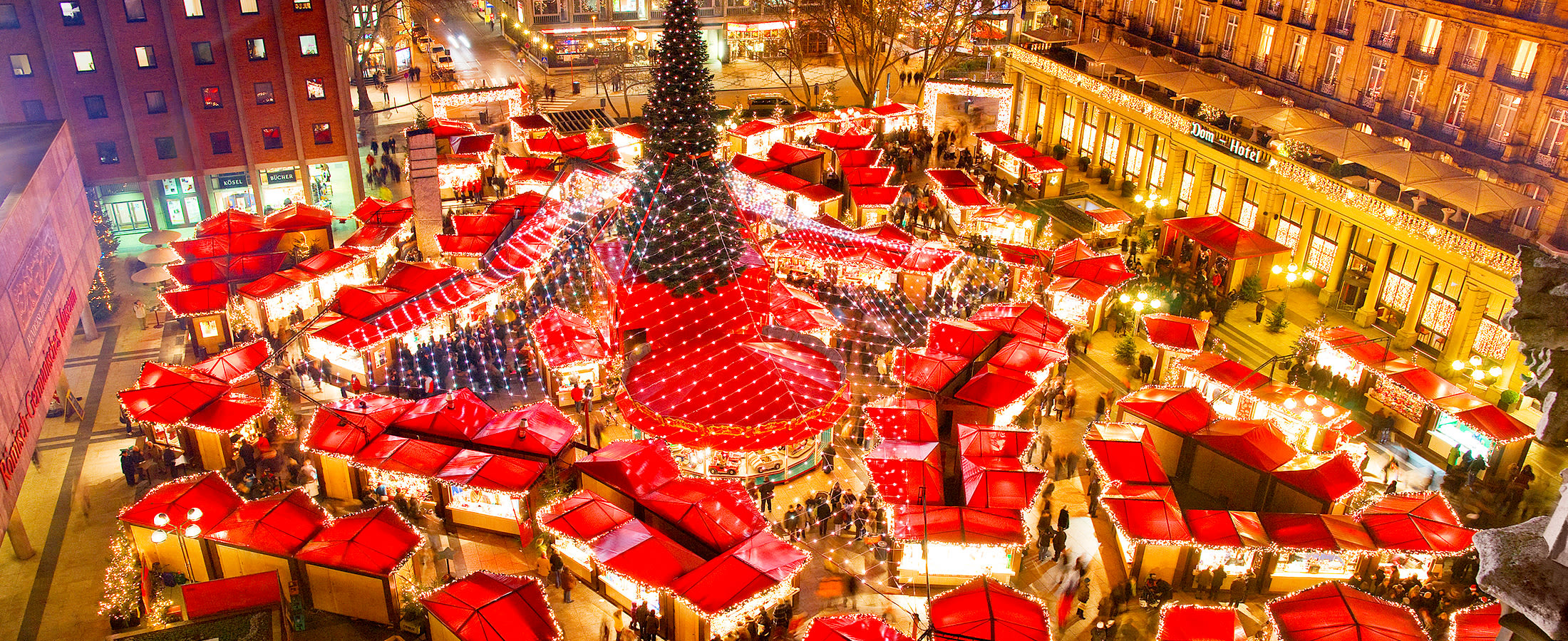 Aerial view of Cologne Christmas Market