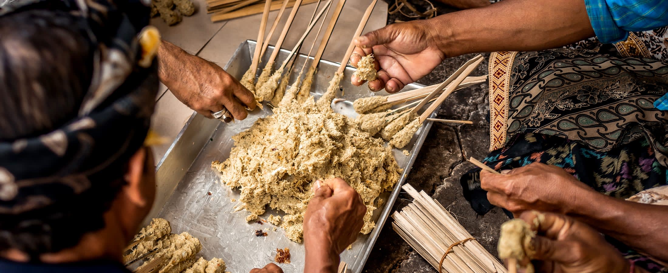 Preparing traditional Balinese cuisine