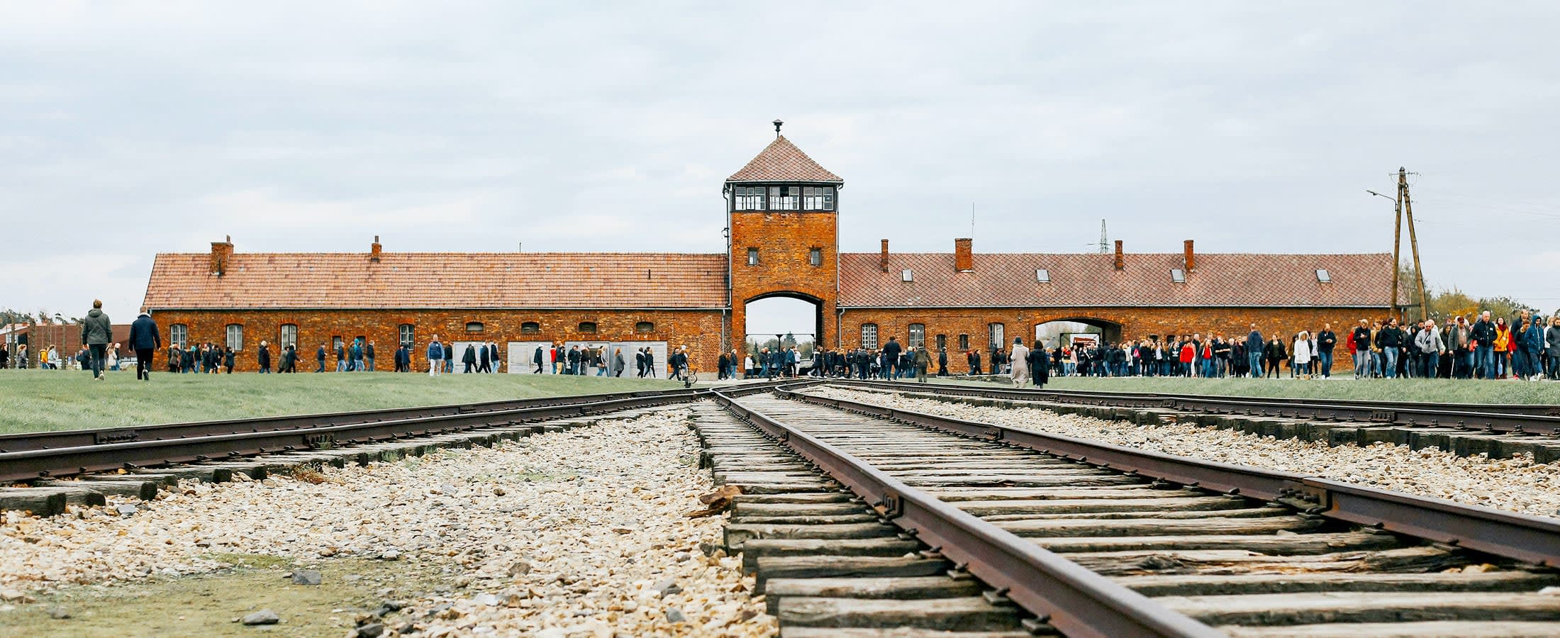 Panoramic view of Auschwitz II-Birkenau Gate of Death, Auschwitz-Birkenau, Poland