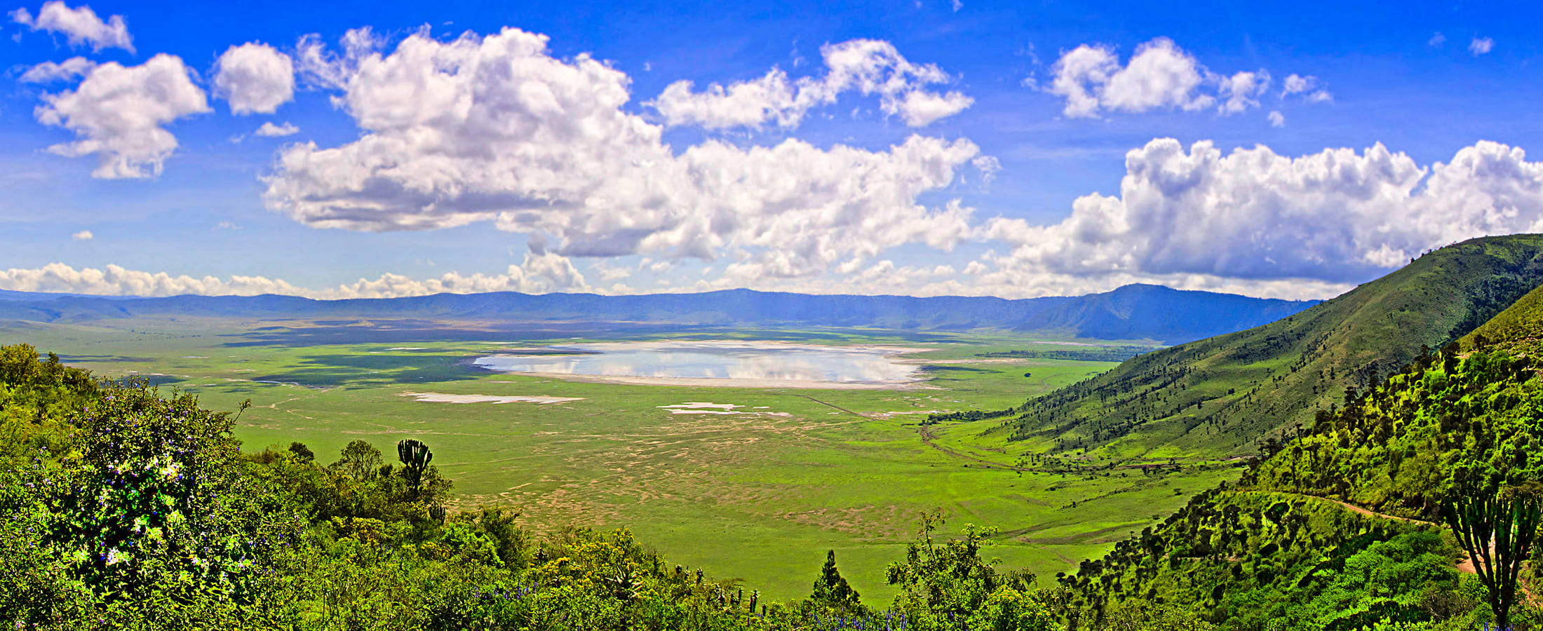 Panoramic view of Ngorongoro Crater