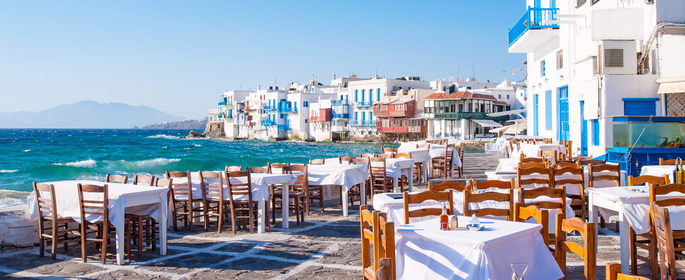 Restauant overlooking Little Venice, Mykonos