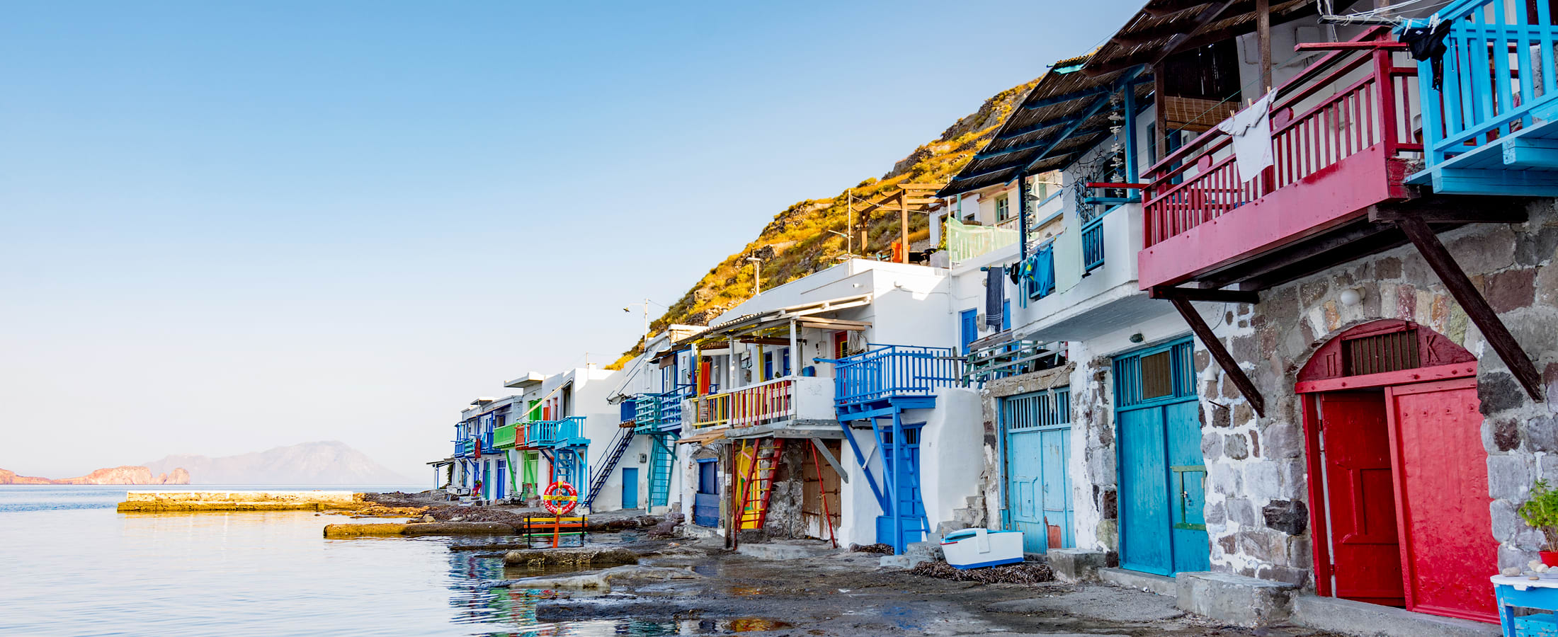Colorful buildings on Milos Island