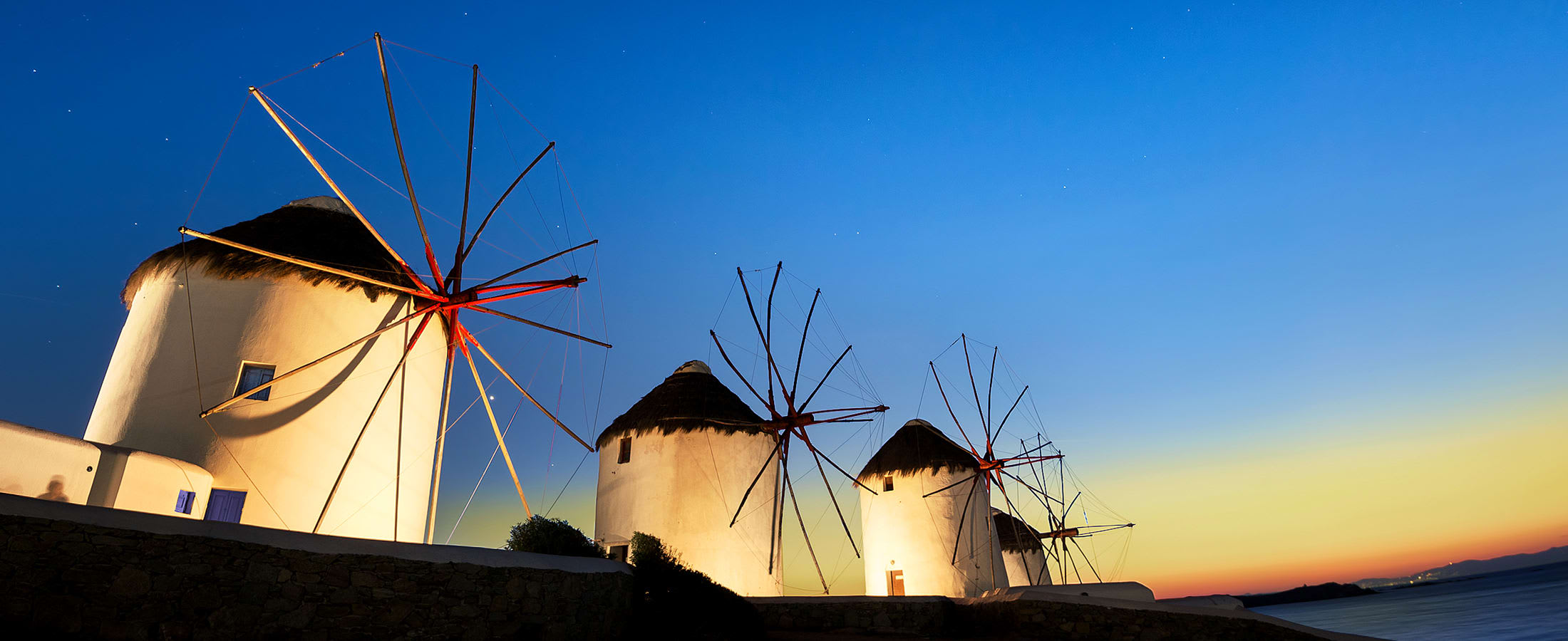 Windmills at dusk, Mykonos