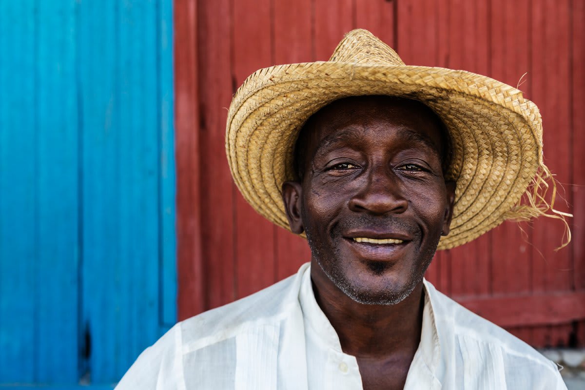 Portrait of a man selling fruit