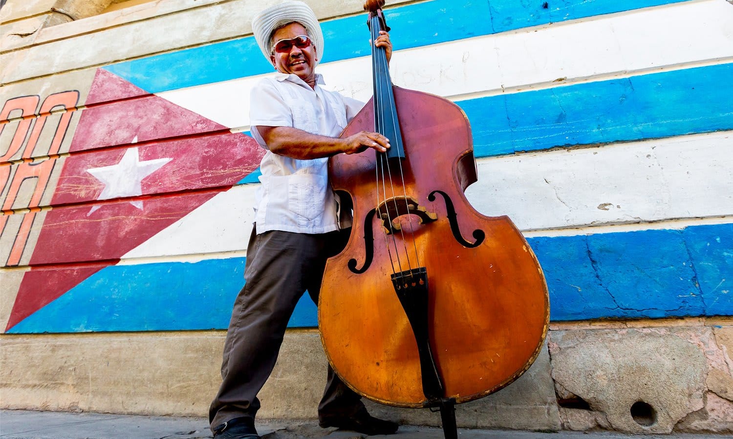 Musican playing upright bass