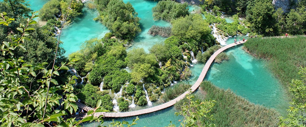 Aerial view of Plitvice Lakes, Croatia