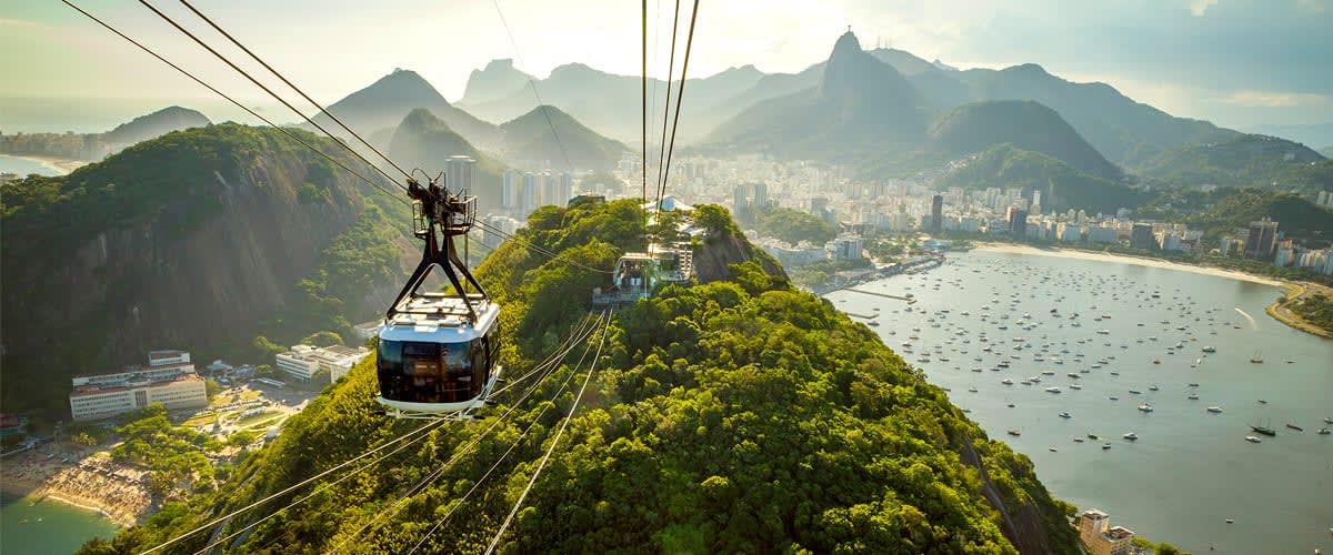 Cable car ascending Sugarloaf Mountain, Rio de Janeiro