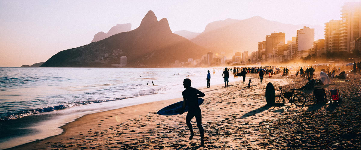 Ipanema Beach at sunset, Rio de Janeiro