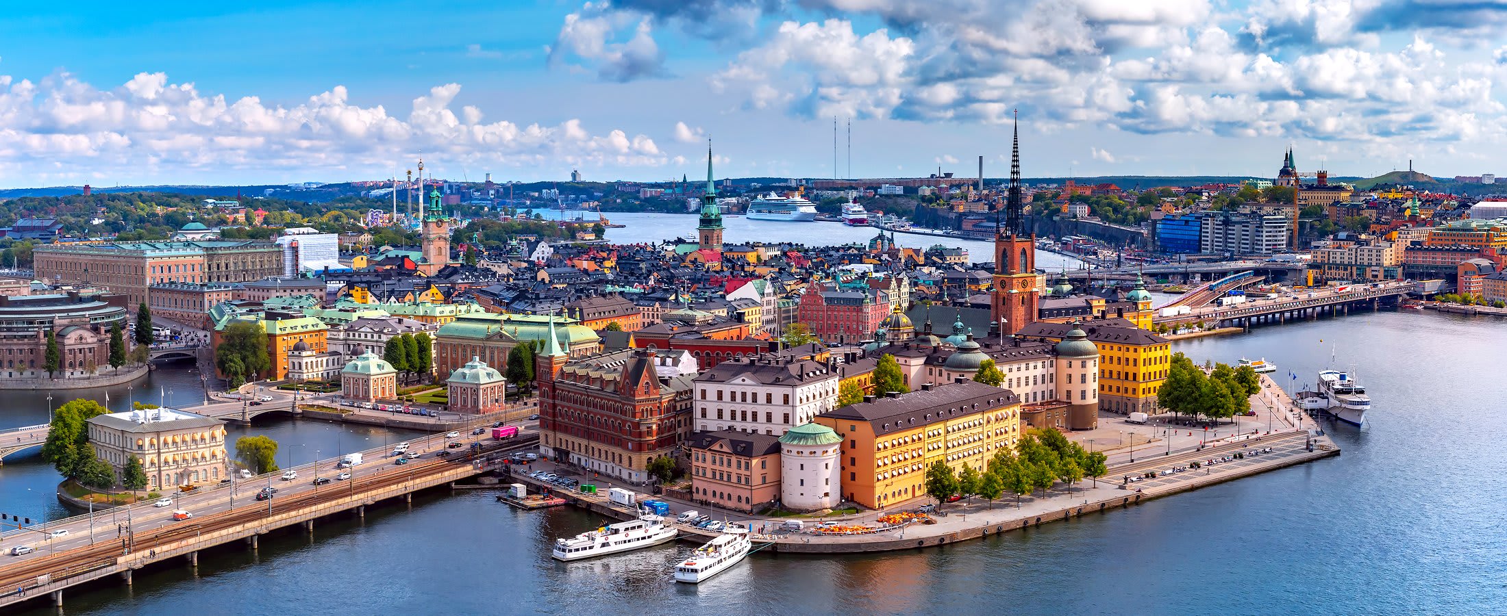 Panoramic view of Gamla Stan, Stockholm, Sweden