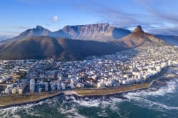 Aerial view of Cape Town with Table Mountain 