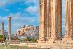 Acropolis framed by temple of Zeus, Athens 