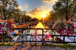 Sunset over canal, Amsterdam 