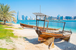 View of Abu Dhabi skyline from Heritage Village 