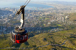 Cable car descending Table Mountain, Cape Town 