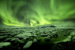 Northern Lights, Jökulsárlón glacier lagoon 