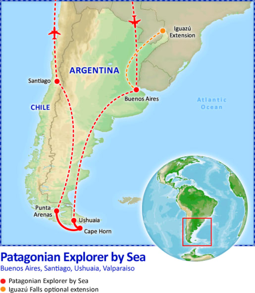 Patagonian Explorer by Sea map