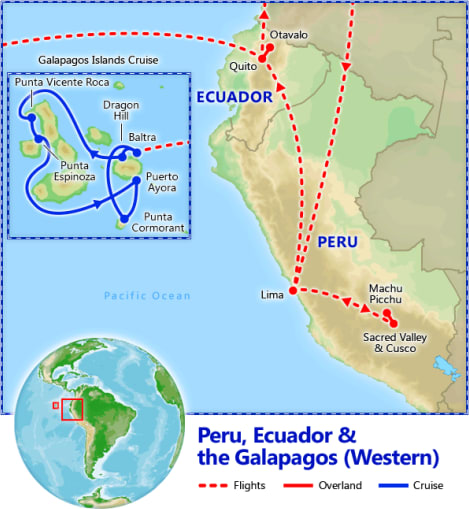 Peru, Ecuador & Galapagos Cruise map
