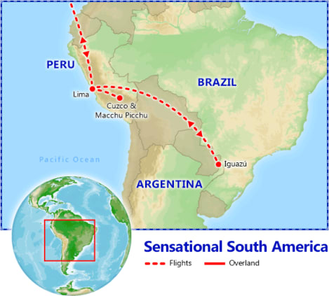 Sensational Peru & Iguazu Falls map
