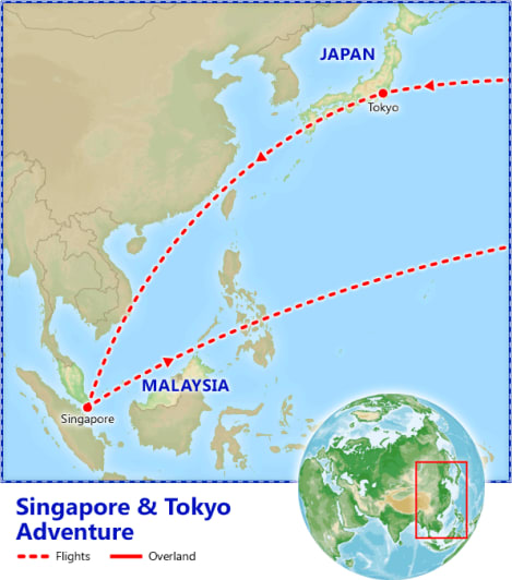 Singapore & Tokyo Adventure map