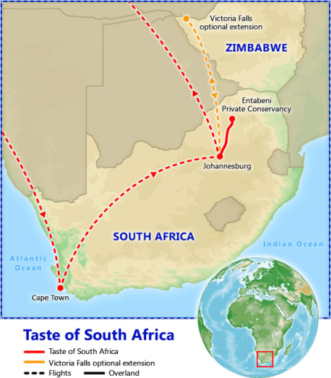 A Taste of South Africa map