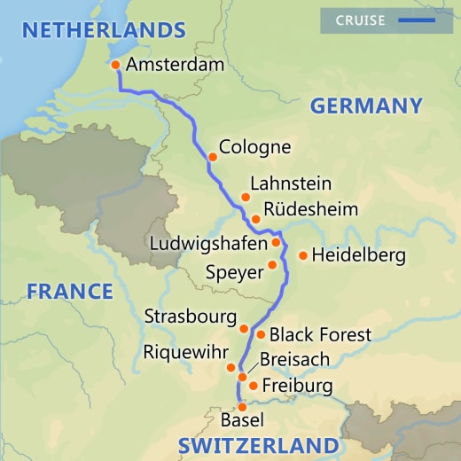 Captivating Rhine with AmaWaterways map