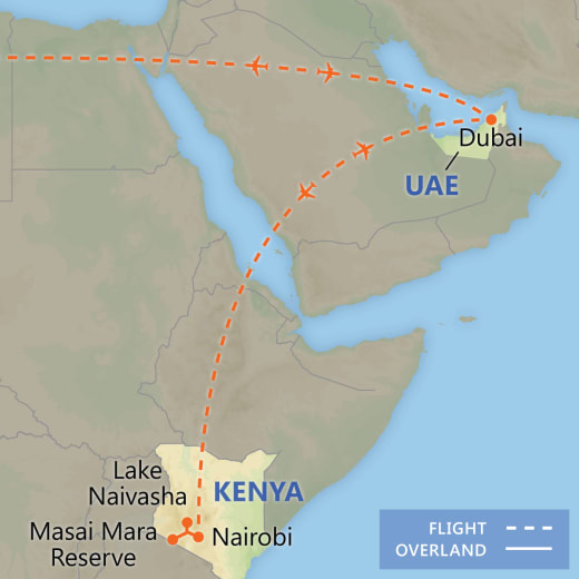 Dazzling Dubai & Kenya Safari map