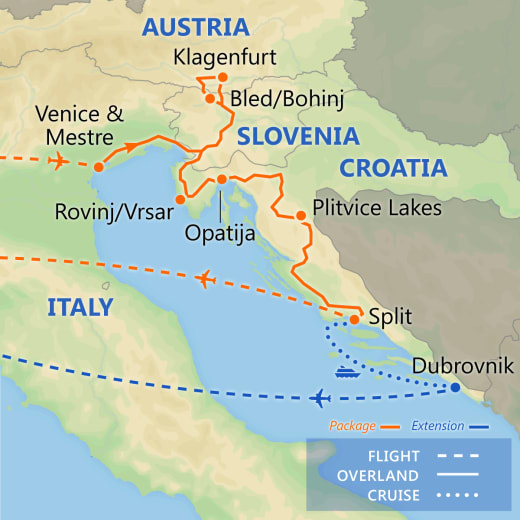 Discover the Adriatic: Croatia & Slovenia with Venice map